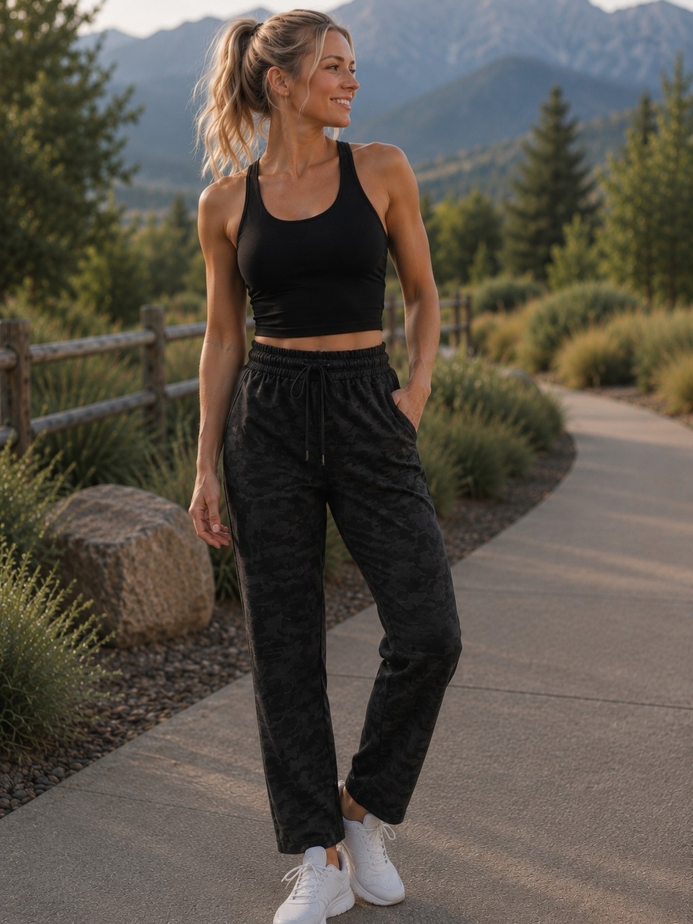 Lululemon Size 2 Black Camo Joggers High Rise Drawstring Athletic Pants